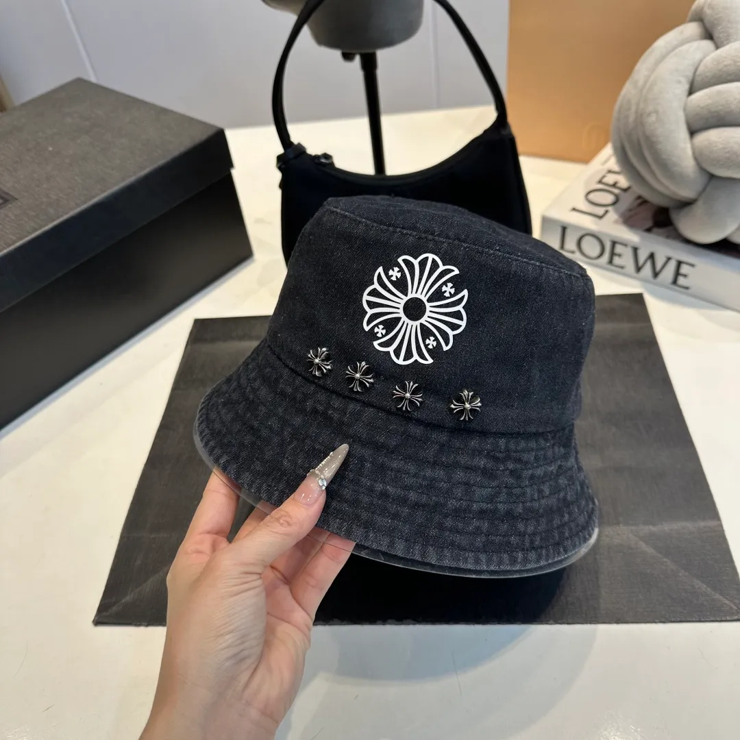P80 Croxin spring and summer new denim fisherman hat, retro old street style, washed and torn edges, perfect for taking photos👑
